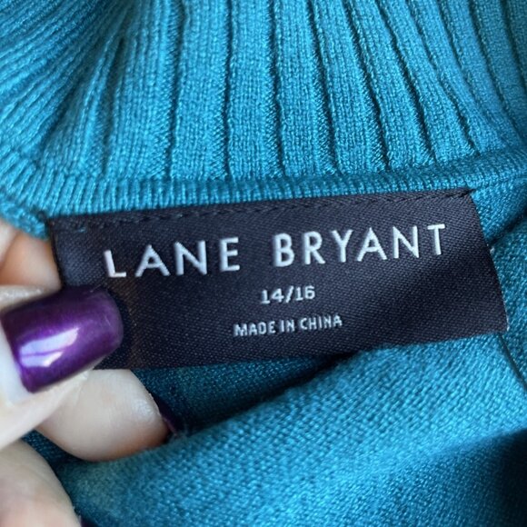 Lane Bryant Woman's V-Neck Sweater Size 14/16 Aqua Colorful Minimalist NWT - Picture 5 of 9